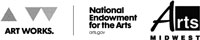 Art Works, National Endowment for the Arts, and Arts Midwest logos
