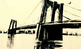 An artist's rendering of an historic bridge to New York City highlights a trailer for Darcy James Argue's Secret Society's Brooklyn Babylon.