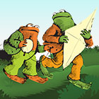 Toad and Frog together carry a kite and its string in an illustration depicting "A Year With Frog and Toad."