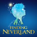 A silhouette of a boy’s head filled with stars and another smaller silhouette of a London cityscape and two people lovingly facing each other is featured in a promotional illustration for “Finding Neverland.”